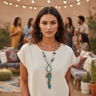 Navajo Arrowhead Necklace & Earrings Set