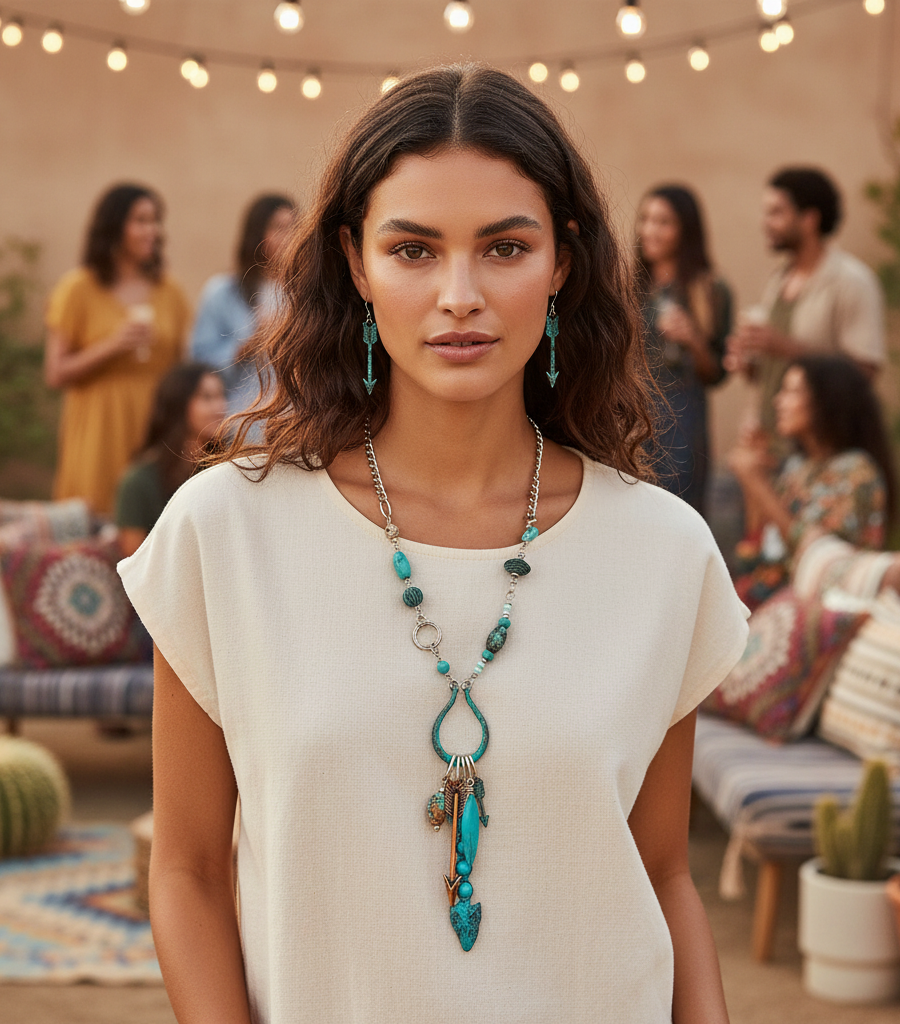 Navajo Arrowhead Necklace & Earrings Set