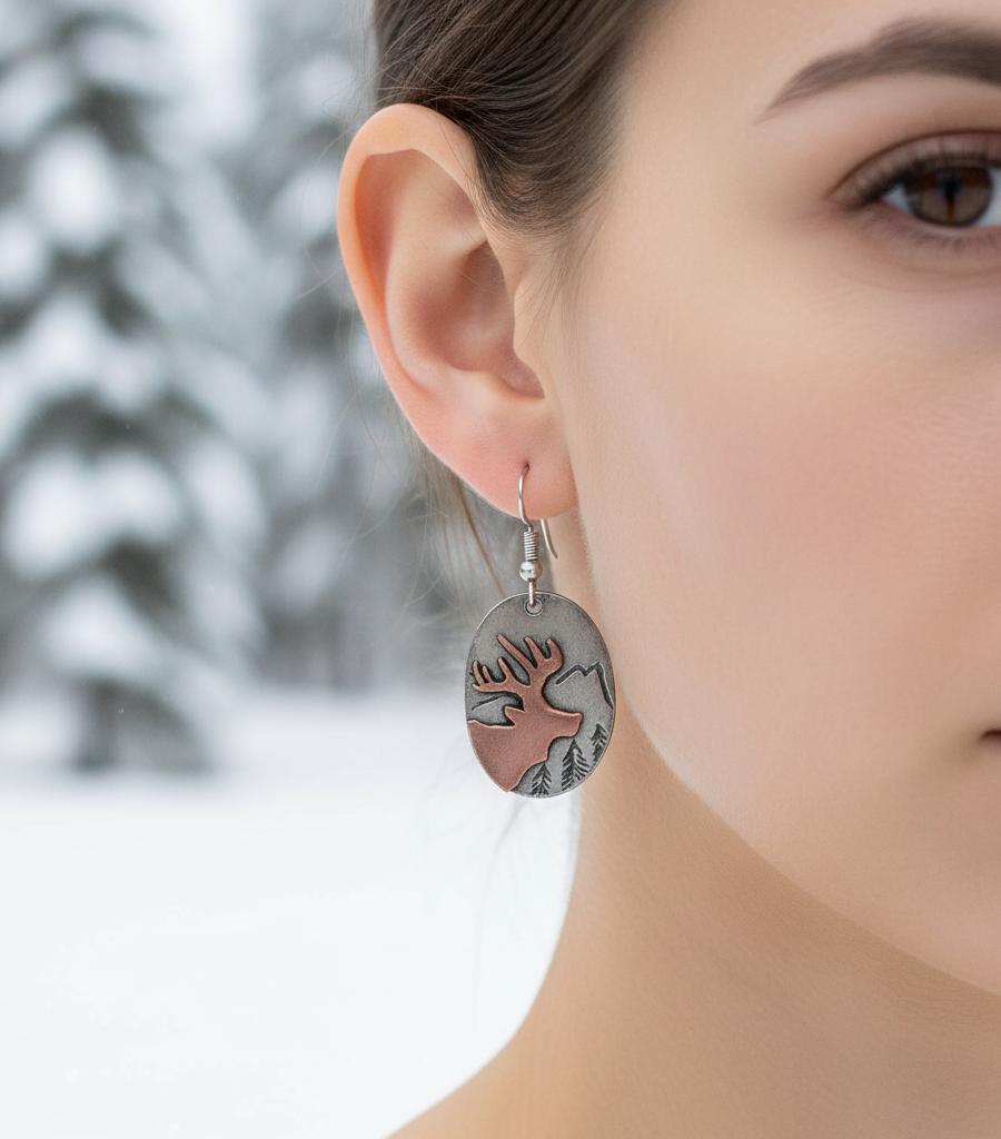 Into the Wild Pewter Elk Earrings