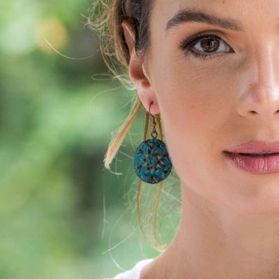 Sunflower Copper Patina Earrings