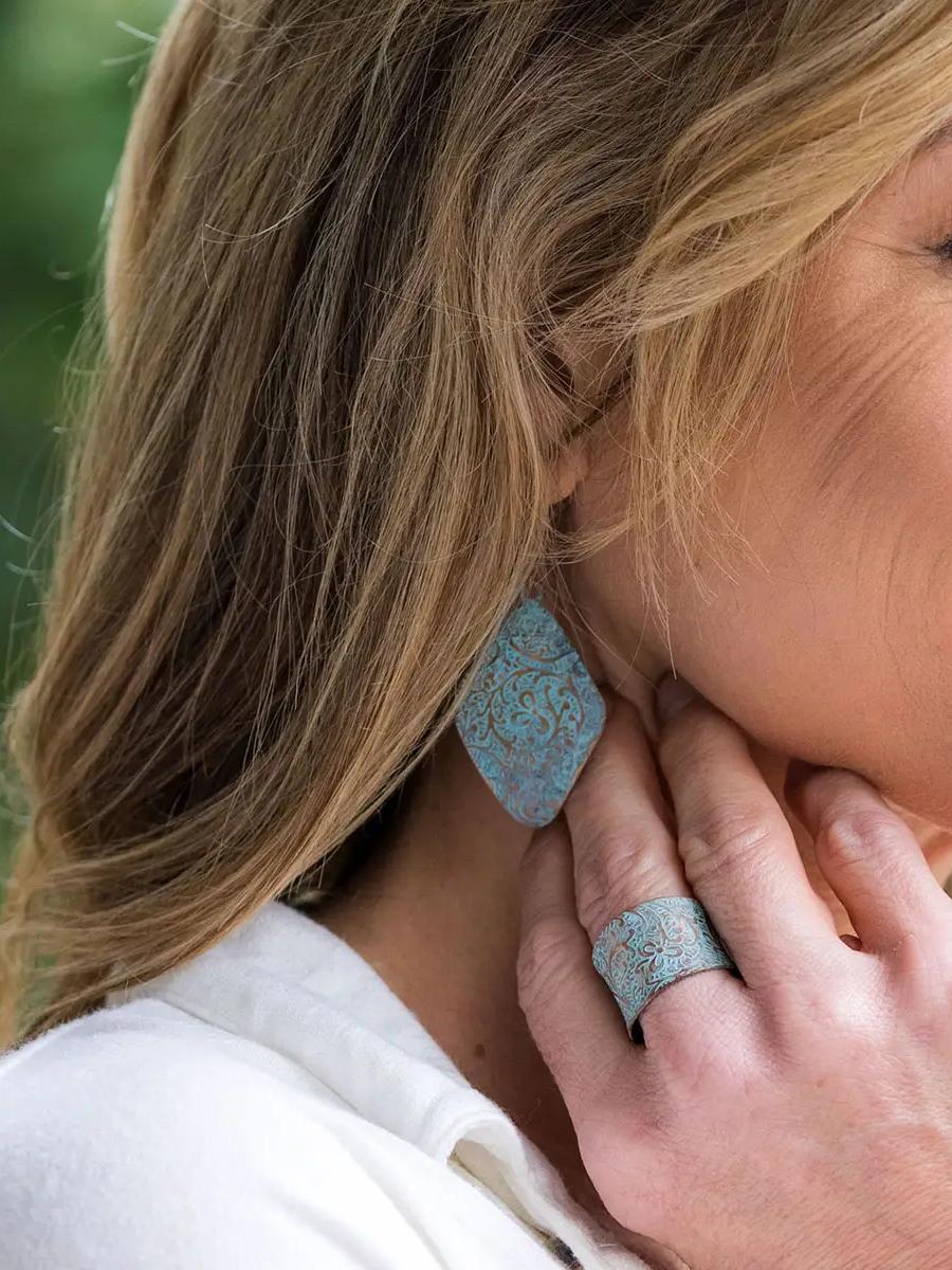 Paisley Copper Diamond Shaped Earrings