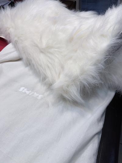 Skims Thigh High White Faux Fur Boots