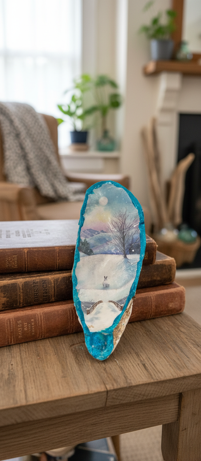 Winter Scene Oyster Shell