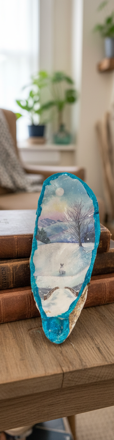 Winter Scene Oyster Shell