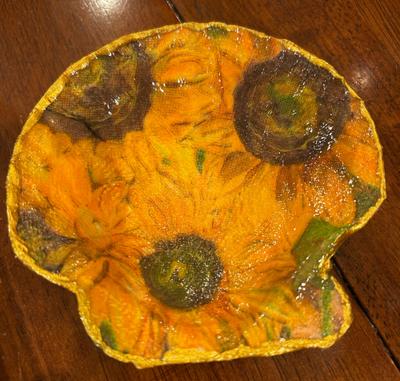 Sunflower decoupage shell
