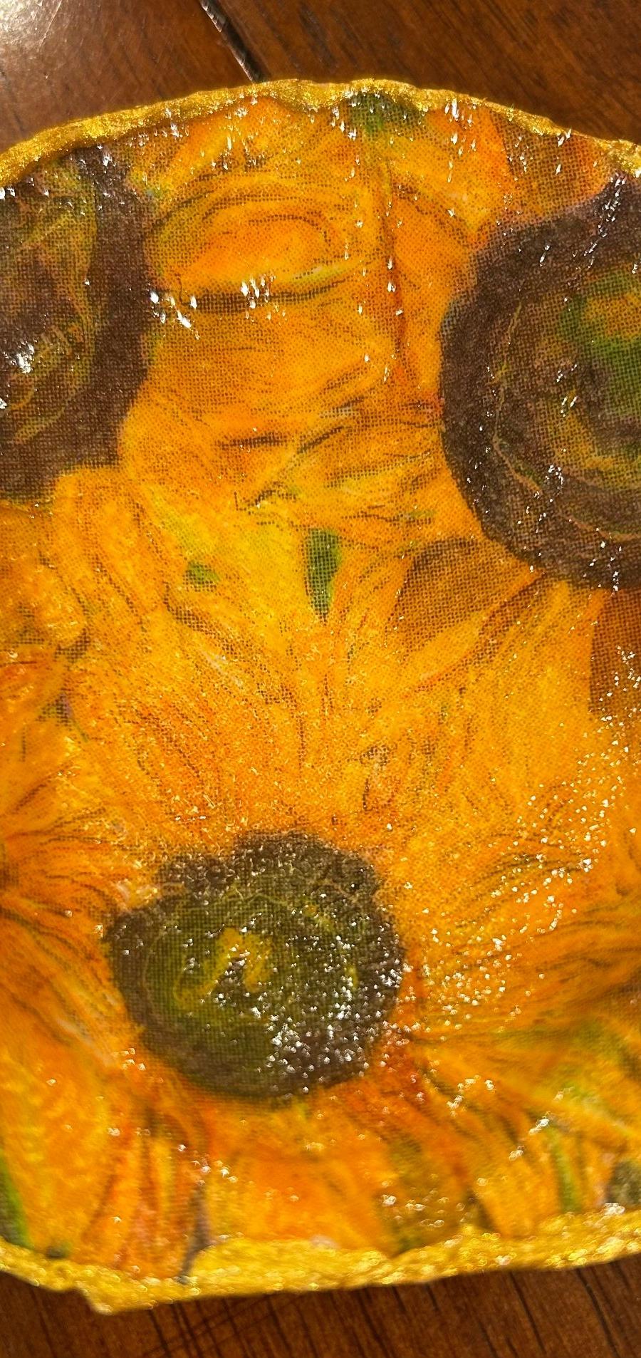 Sunflower decoupage shell