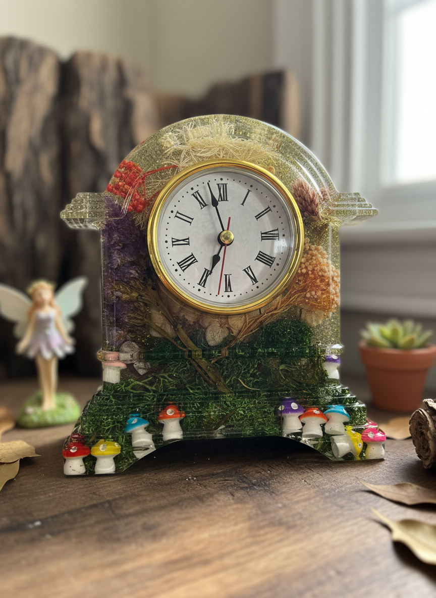 Garden Resin Mantel Clock