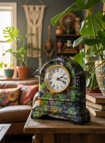 Splatter Mantel Resin Clock