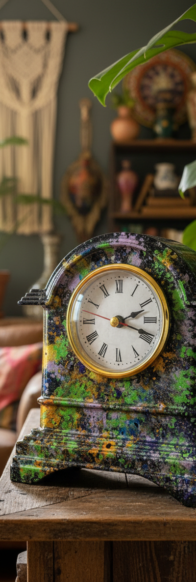 Splatter Mantel Resin Clock
