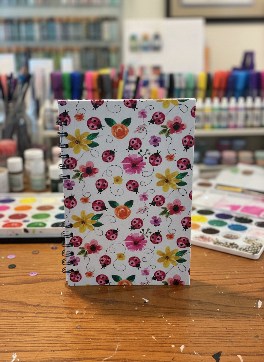 FABRIC LADYBUG JOURNAL 9 x 6