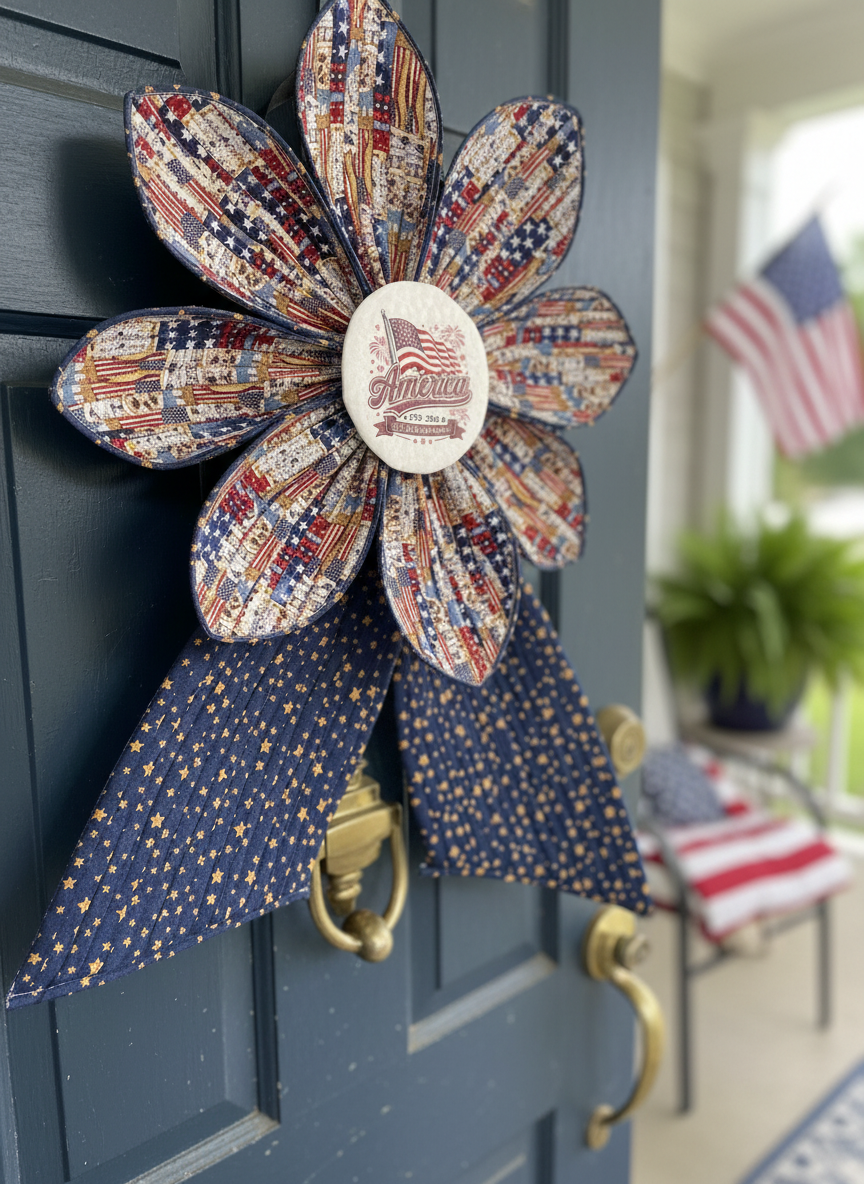 Jelly Roll Fabric Flower Wreath 