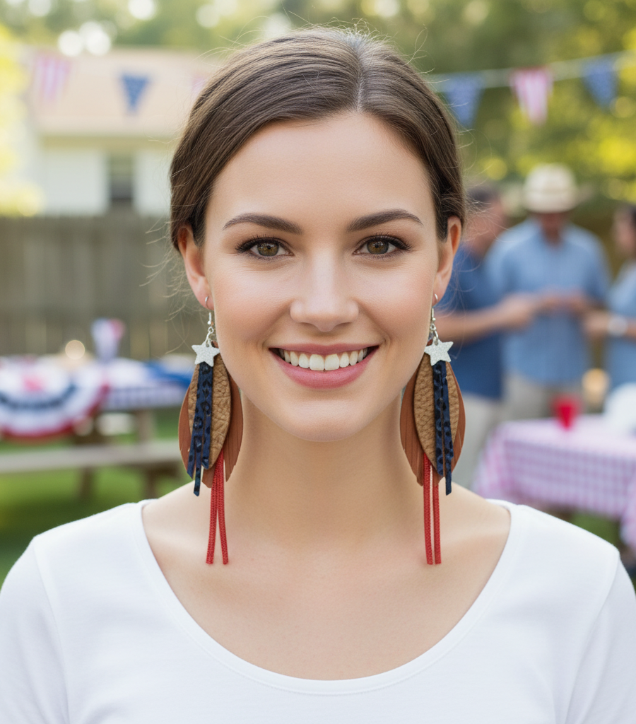 Patriotic Leather Earrings