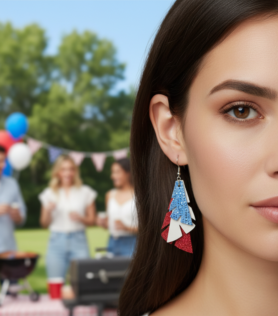 Patriotic Leather Earrings