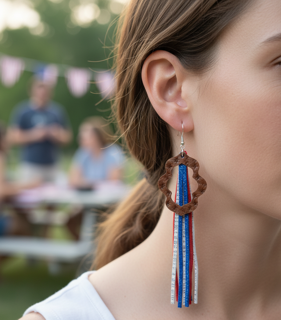 Patriotic Leather Earrings