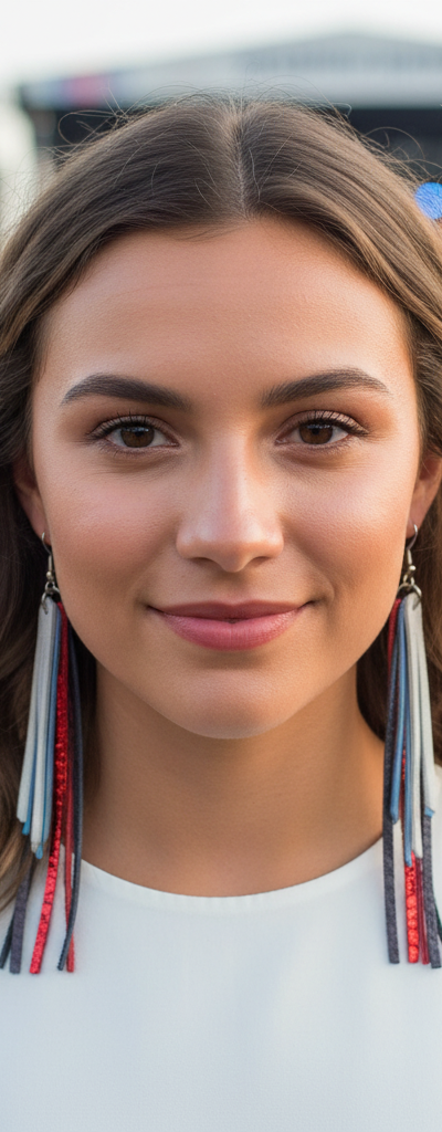 Patriotic Leather Fringe Earrings
