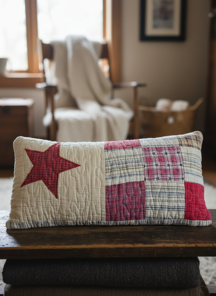 Rustic red star small accent pillow