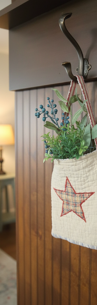 Rustic red star peg hanger.