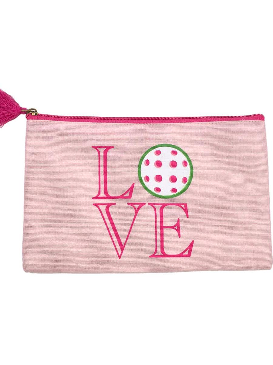 Pickleball Love Juco Cosmetic Bag   Pink/Green/White   10x6