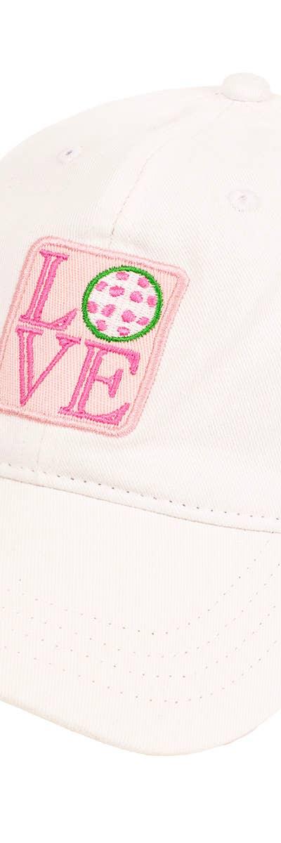 Pickleball Love Baseball Hat White/Pink/Green One Size