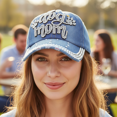 Dog Mom Rhinestone Baseball Hat