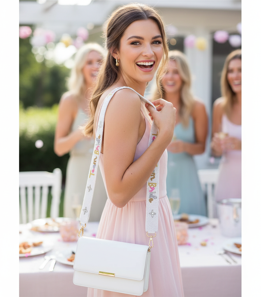 Team Bride Beaded Bag Strap