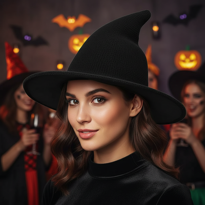 Black wool Witch Hat