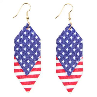 USA Hexagon Layered Drop Earrings