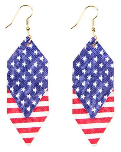 USA Hexagon Layered Drop Earrings