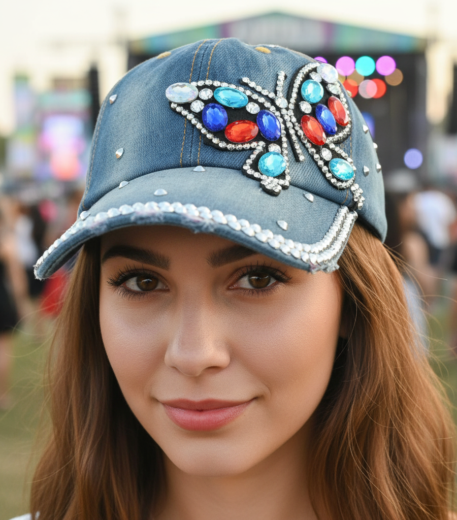 Butterfly Rhinestone Baseball Hat