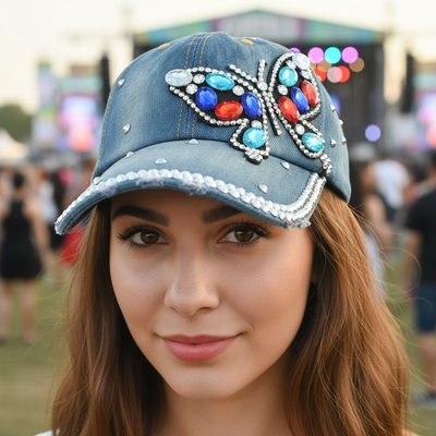 Butterfly Rhinestone Baseball Hat