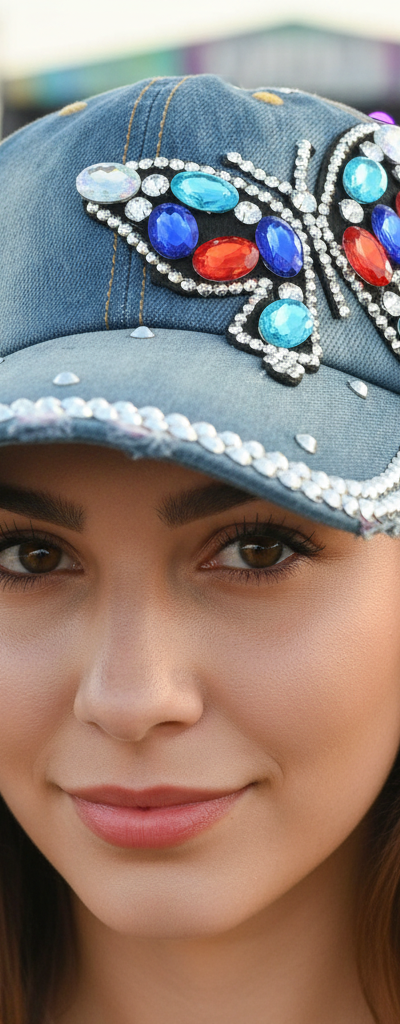 Butterfly Rhinestone Baseball Hat