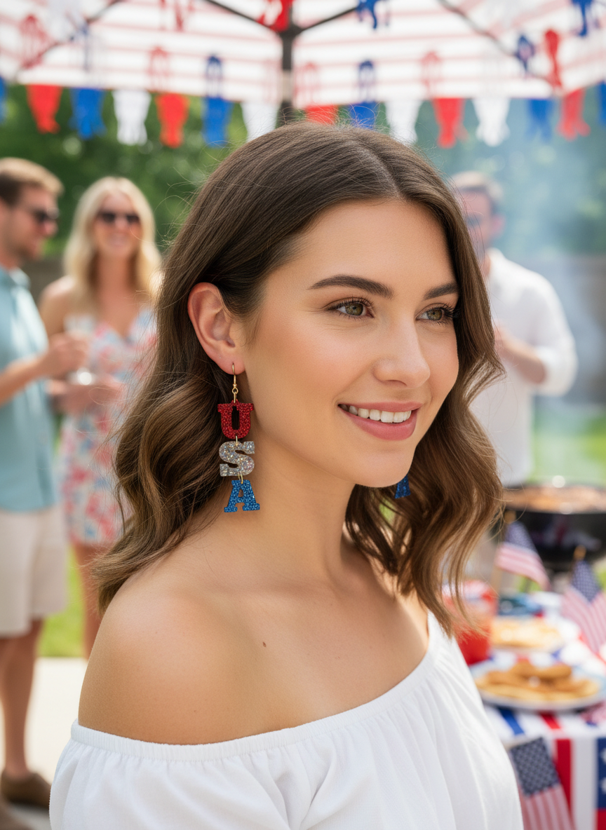 Patriotic earrings. USA earrings