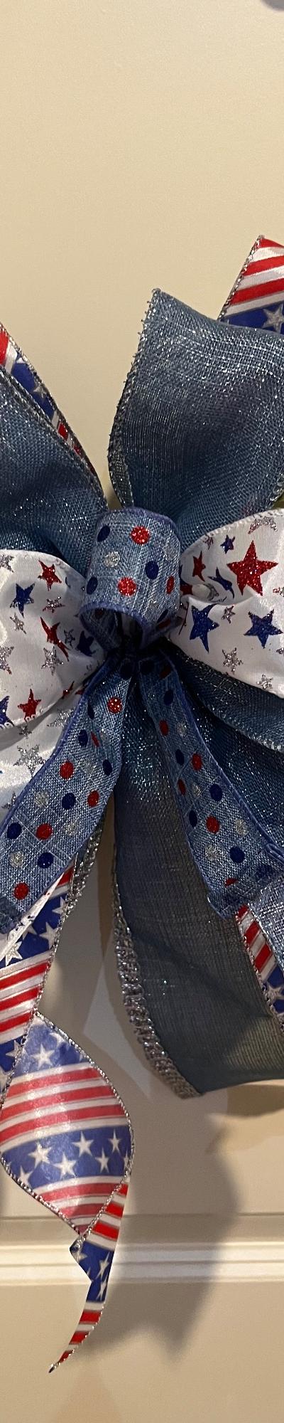 Beaded wreath with Eucalyptus swag and Patriotic bow