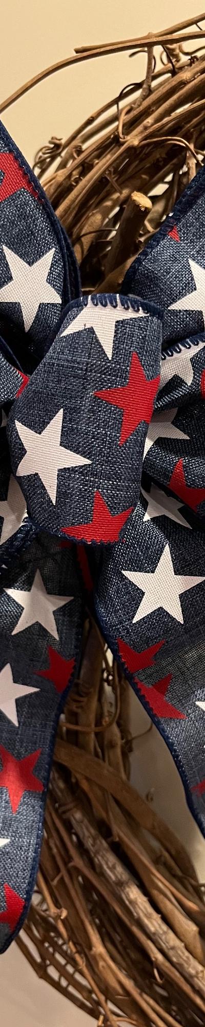 Red and white stars on blue ground decorative Patriotic bow