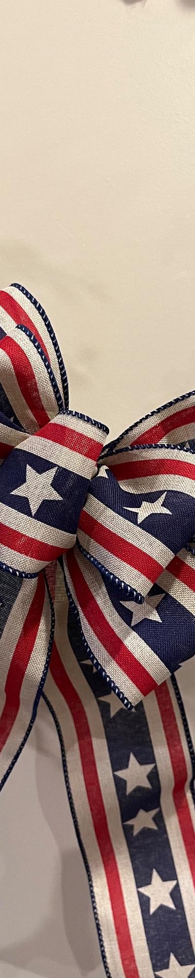 Patriotic decorative wreath bow.