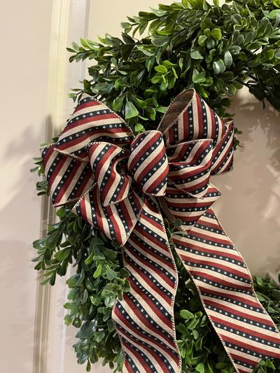 Dark red, tan and navy blue Patriotic bow