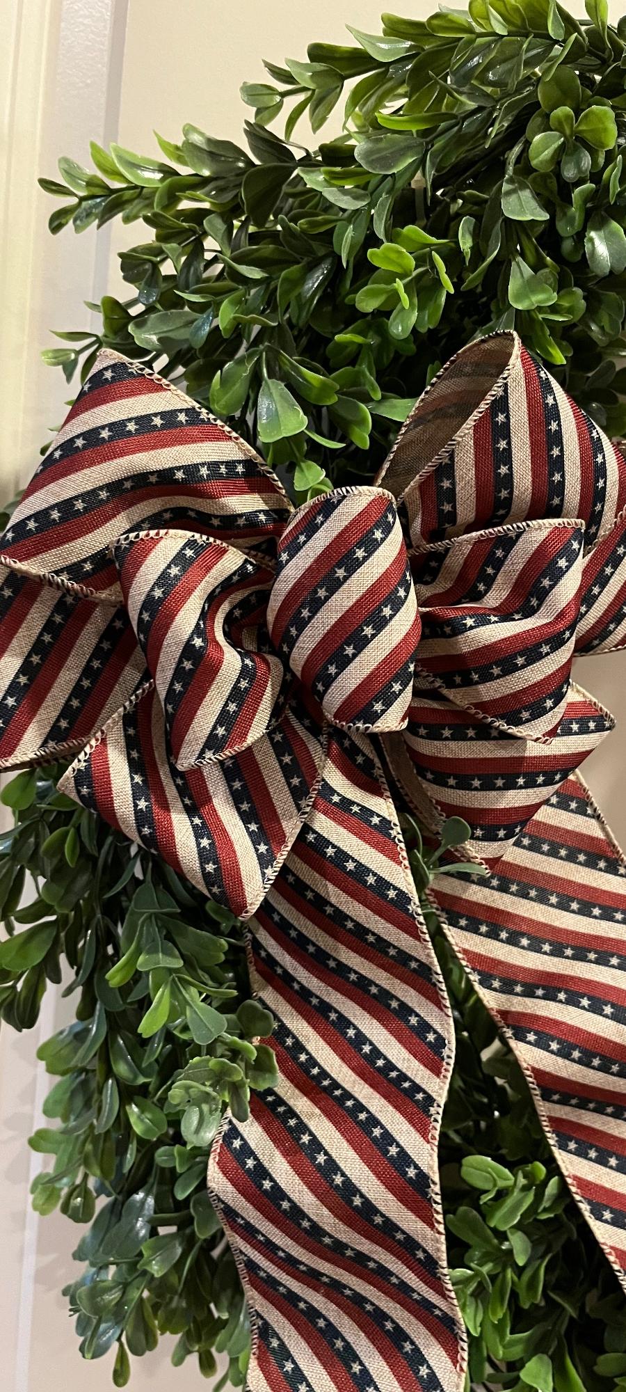 Dark red, tan and navy blue Patriotic bow