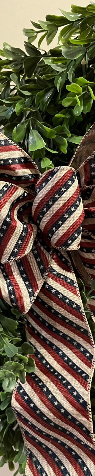 Dark red, tan and navy blue Patriotic bow
