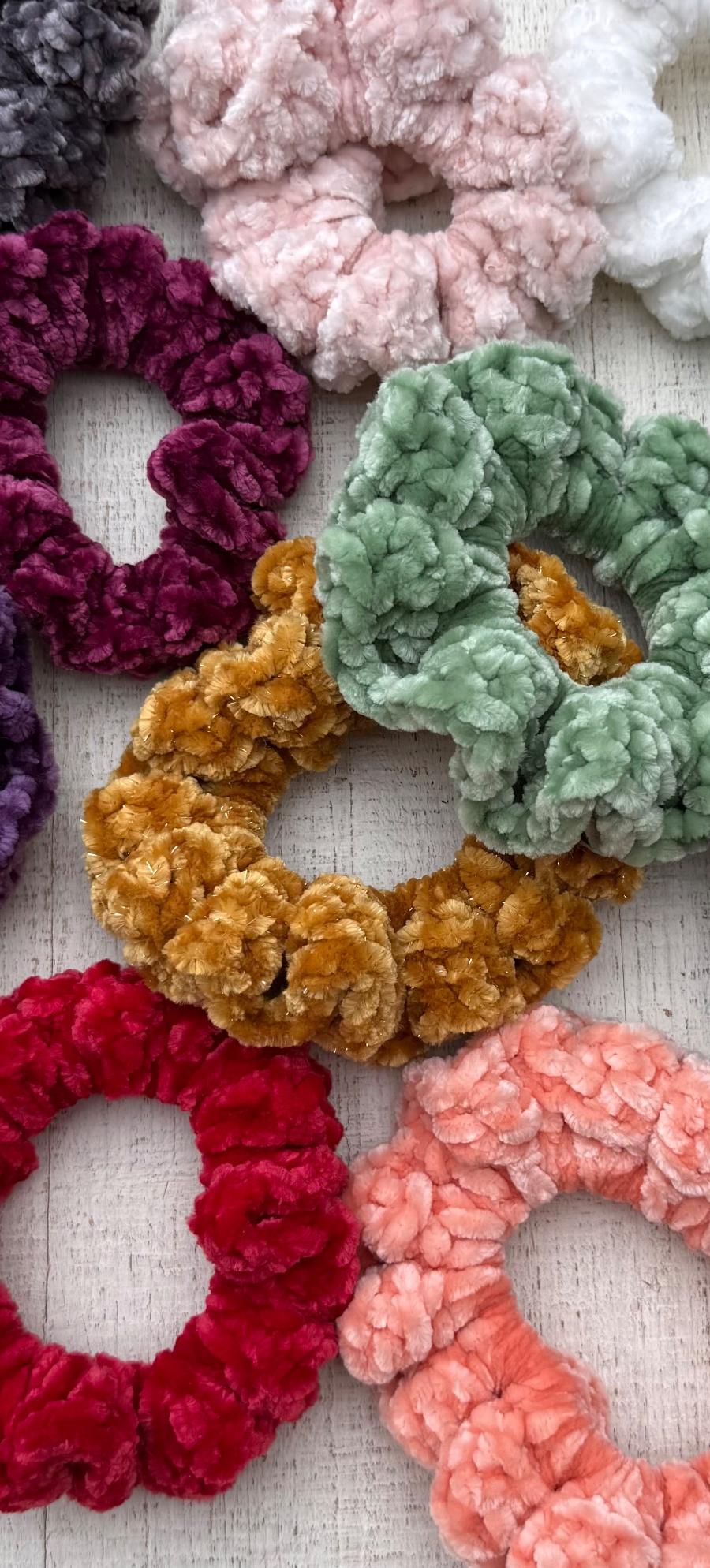 Crochet Velour Scrunchie
