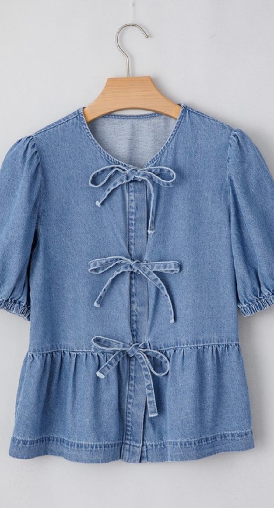 Gianna Tie Up Denim Top