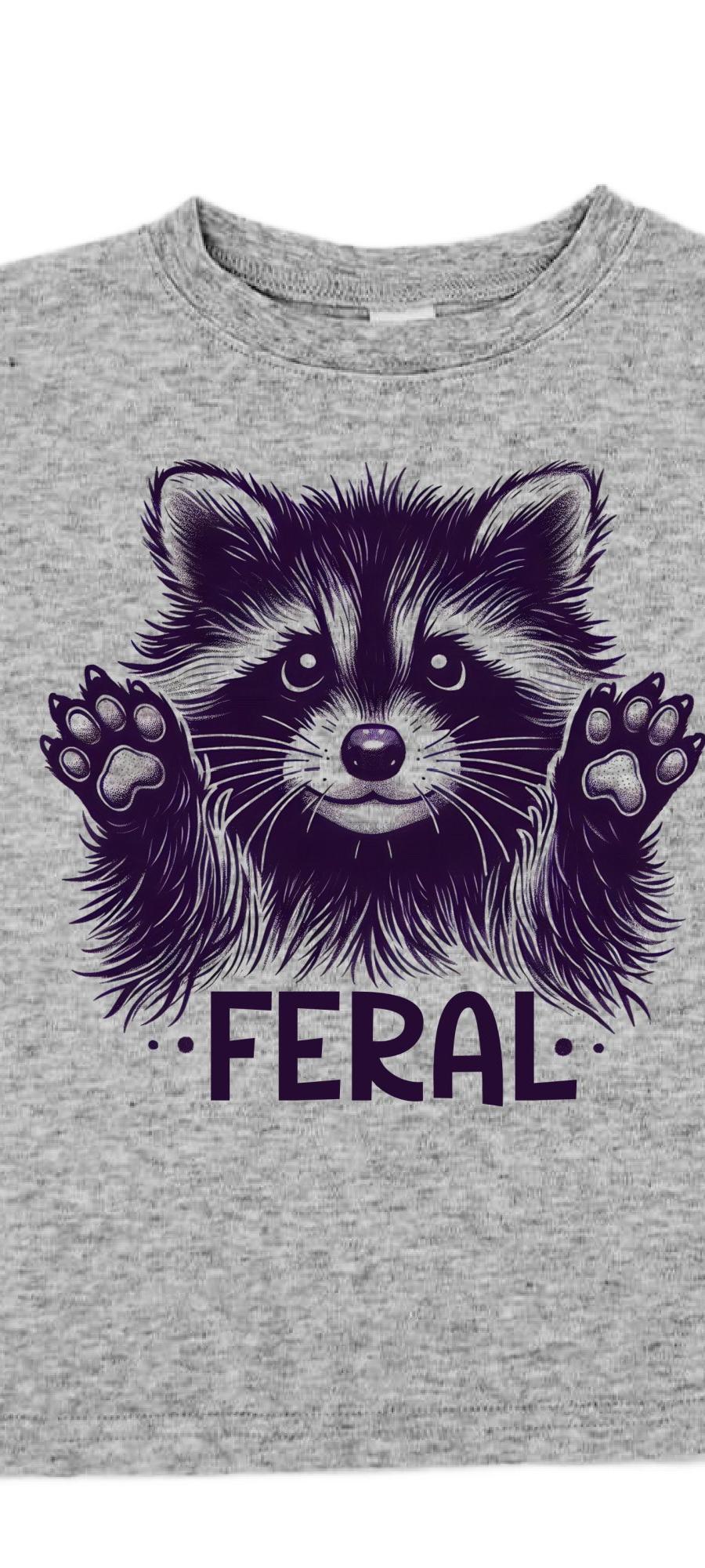 Kids Feral Tee Racoon Humor