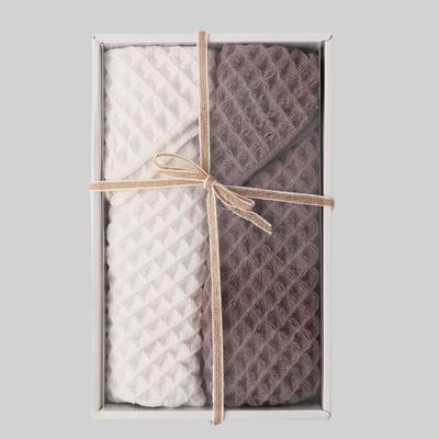 Waffle Weave Cotton Face Towel Gift Set Beige/Brown