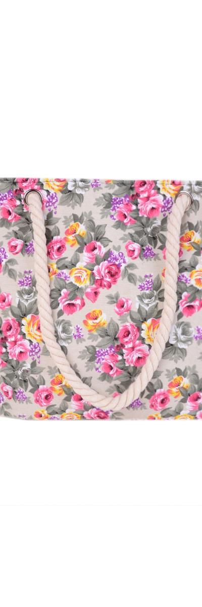 Beige Floral Beach Bag