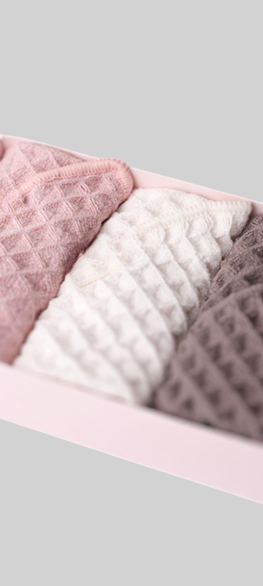 Waffle Weave Towel Gift Set Beige/Blush/Blue