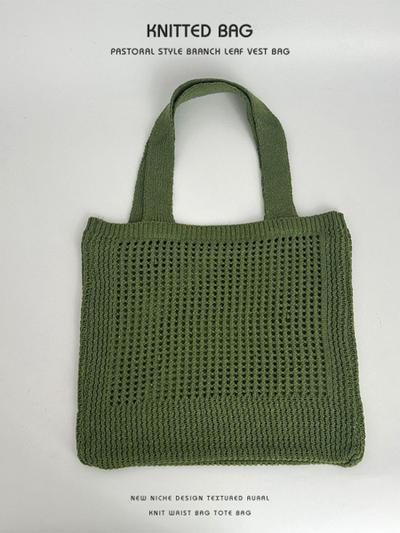 Green Knit Hollow Tote Bag
