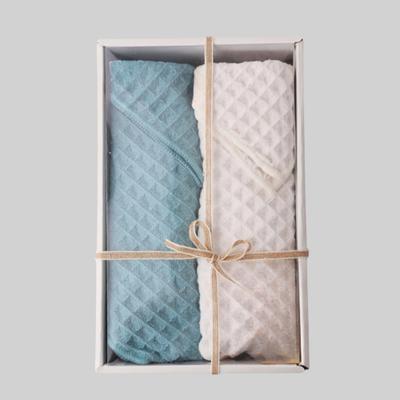 Waffle Weave Cotton Face Towel Gift Set Blue/Beige