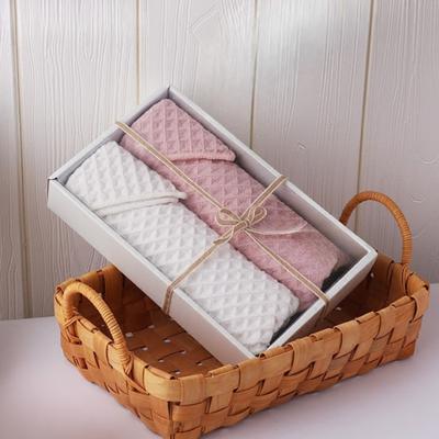 Waffle Weave Cotton Face Towel Gift Set Beige/Blush