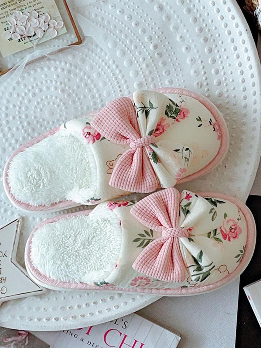 Floral Bow Slippers Size 8.5
