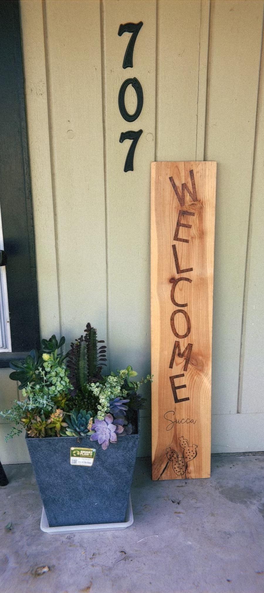 Custom Wood Burned Welcome Sign