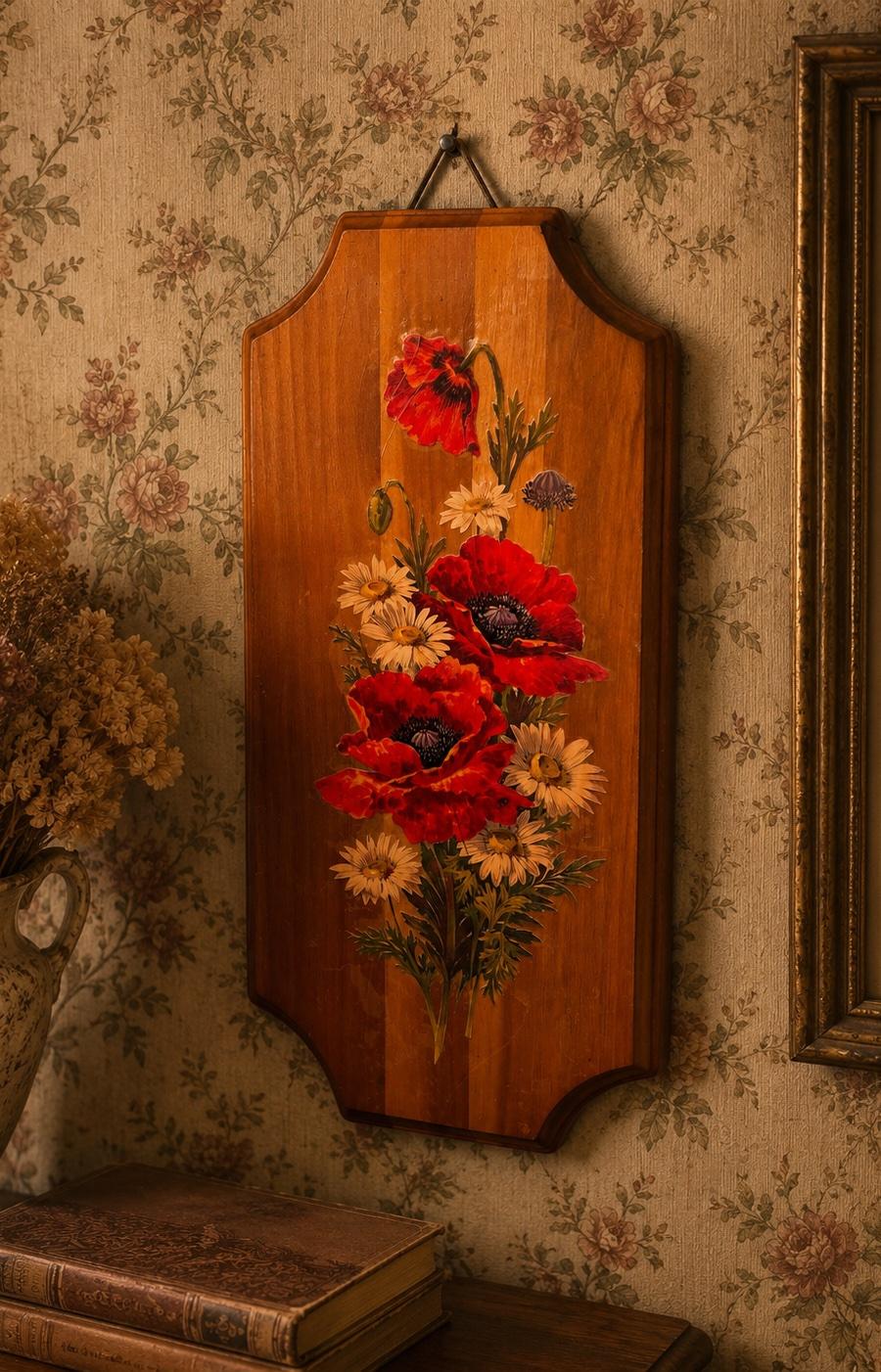 1970s Decoupage Flower Art